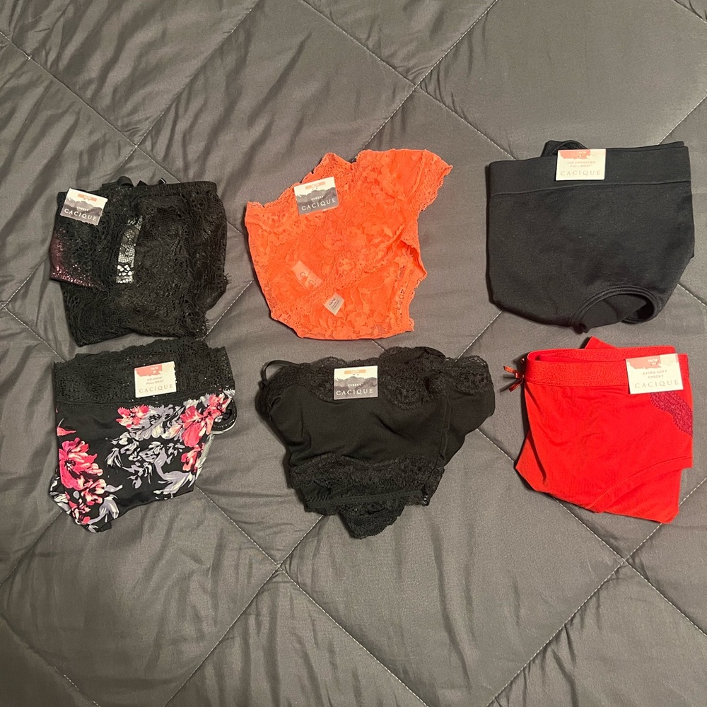 Cacique Women's Panties - Black, Red, Orange and Floral Lace